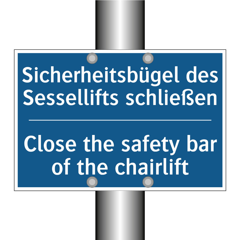Sicherheitsbügel des Sessellifts /.../ - Close the safety bar of the chairlift/.../