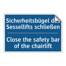 Sicherheitsbügel des Sessellifts /.../ - Close the safety bar of the chairlift/.../