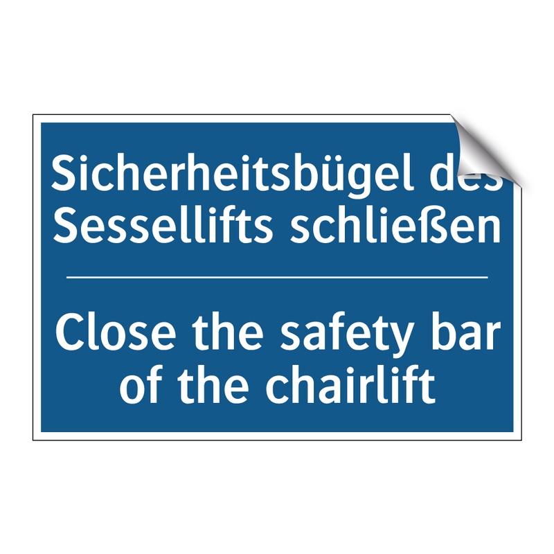 Sicherheitsbügel des Sessellifts /.../ - Close the safety bar of the chairlift/.../