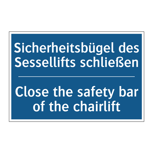 Sicherheitsbügel des Sessellifts /.../ - Close the safety bar of the chairlift/.../