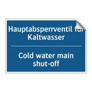Hauptabsperrventil für Kaltwasser/.../ - Cold water main shut-off