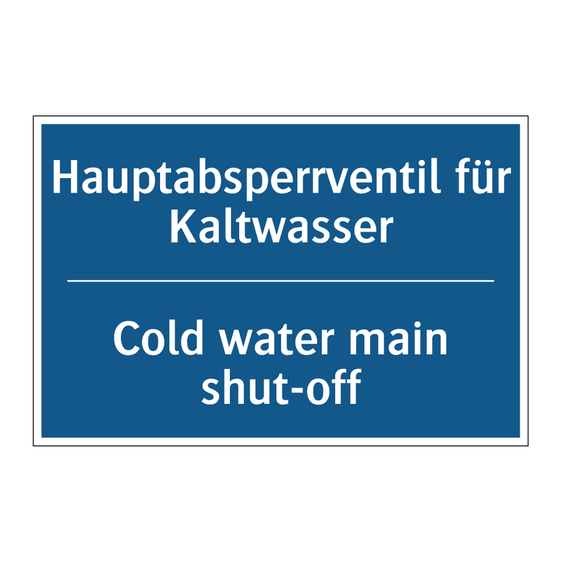 Hauptabsperrventil für Kaltwasser/.../ - Cold water main shut-off