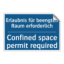 Erlaubnis für beengten Raum erforderlich/.../ - Confined space permit required