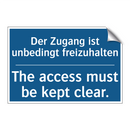 Der Zugang ist unbedingt freizuhalten/.../ - The access must be kept clear.