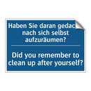 Haben Sie daran gedacht, nach /.../ - Did you remember to clean up after /.../