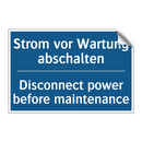 Strom vor Wartung abschalten - Disconnect power before maintenance/.../