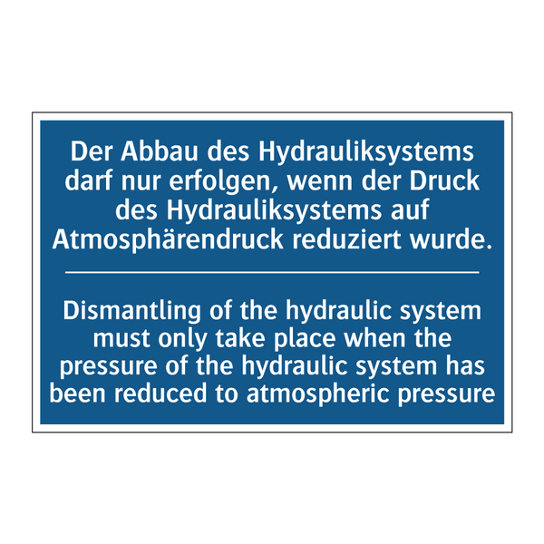 Der Abbau des Hydrauliksystems /.../ - Dismantling of the hydraulic system /.../