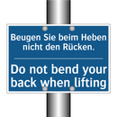 Beugen Sie beim Heben nicht den /.../ - Do not bend your back when lifting/.../
