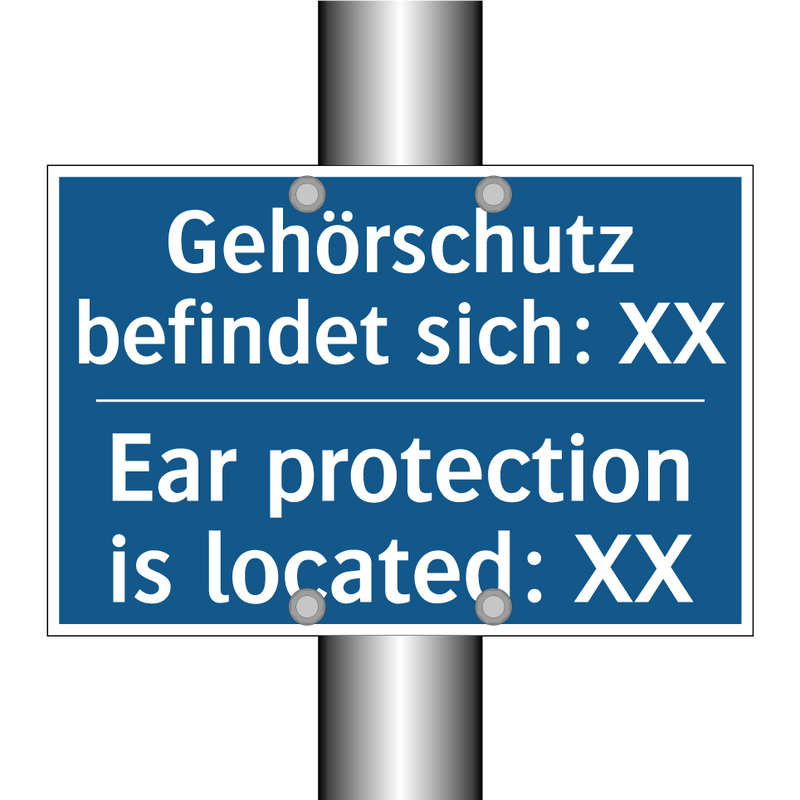 Gehörschutz befindet sich: XX - Ear protection is located: XX