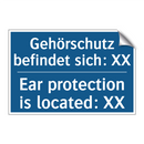Gehörschutz befindet sich: XX - Ear protection is located: XX