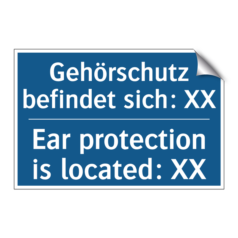 Gehörschutz befindet sich: XX - Ear protection is located: XX