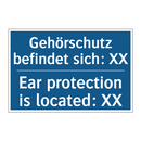 Gehörschutz befindet sich: XX - Ear protection is located: XX