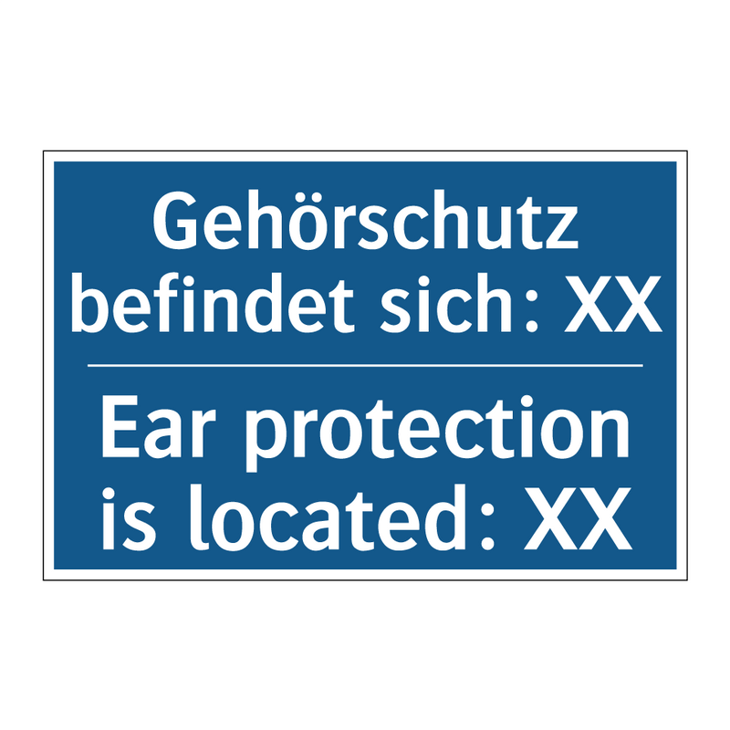Gehörschutz befindet sich: XX - Ear protection is located: XX