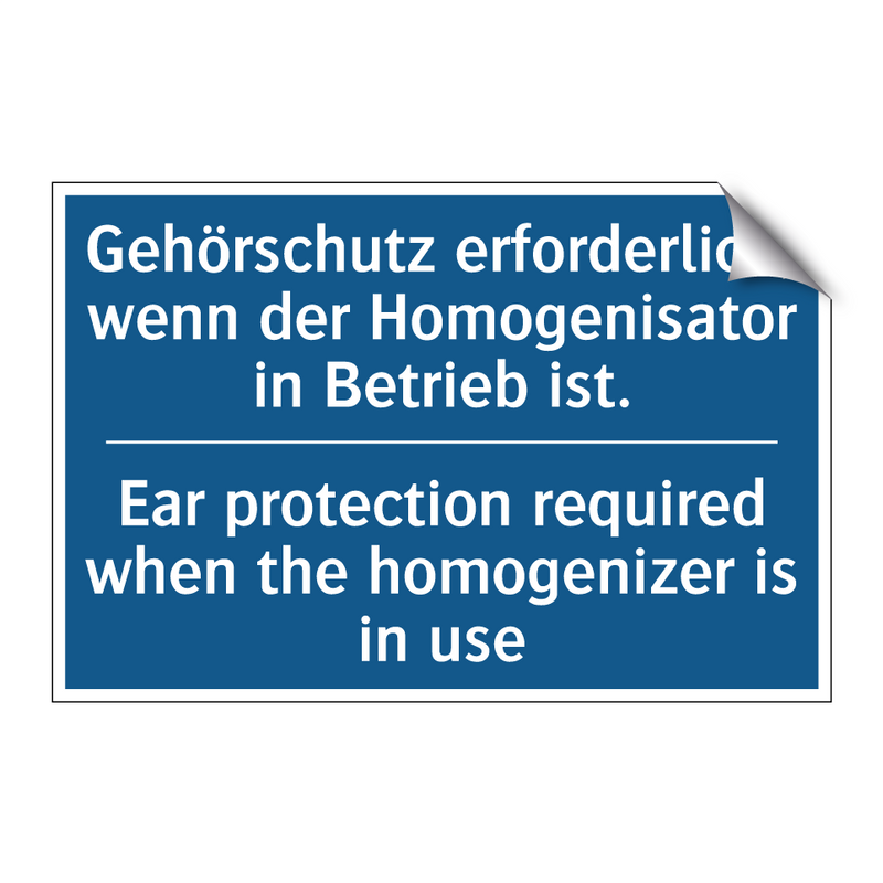 Gehörschutz erforderlich, wenn /.../ - Ear protection required when the /.../