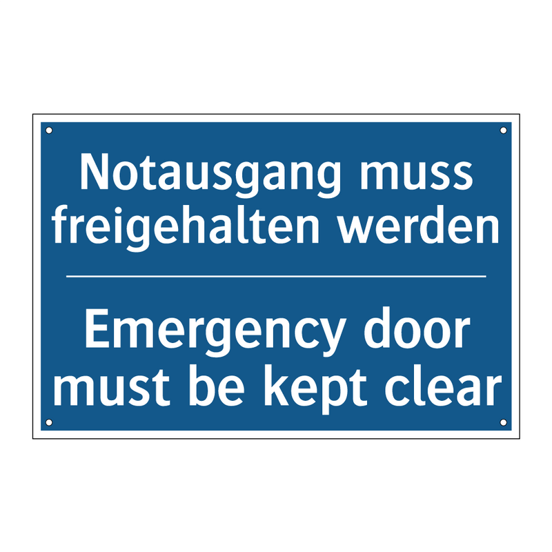 Notausgang muss freigehalten werden/.../ - Emergency door must be kept clear/.../