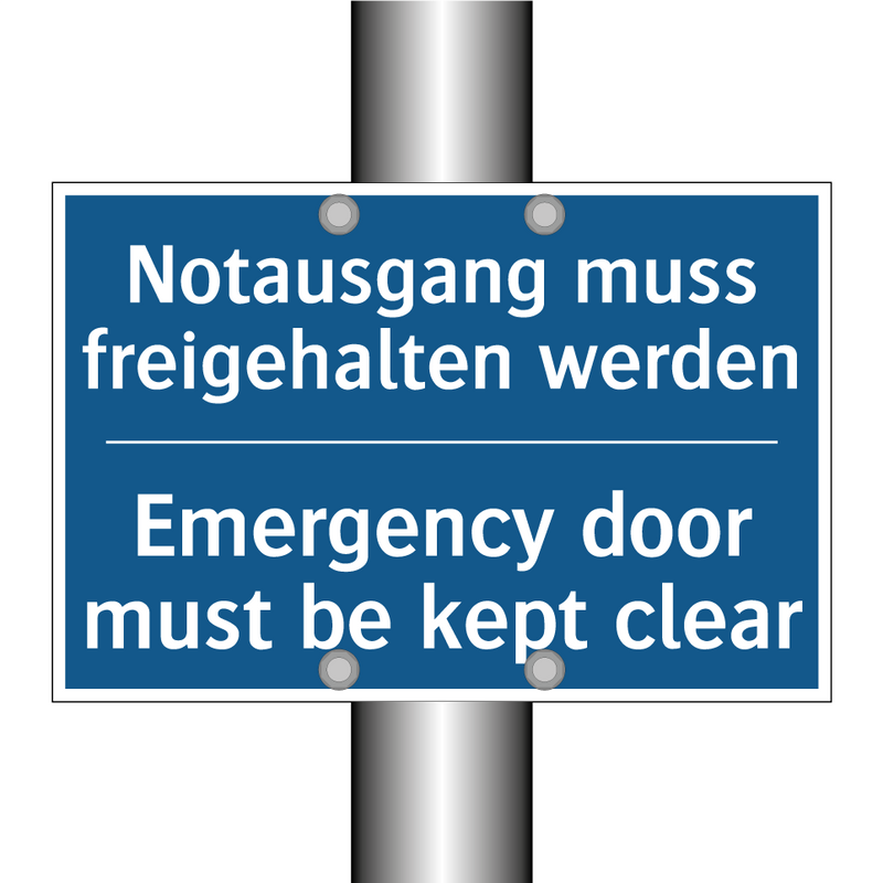 Notausgang muss freigehalten werden/.../ - Emergency door must be kept clear/.../