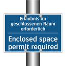 Erlaubnis für geschlossenen Raum /.../ - Enclosed space permit required