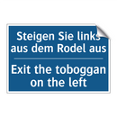 Steigen Sie links aus dem Rodel /.../ - Exit the toboggan on the left