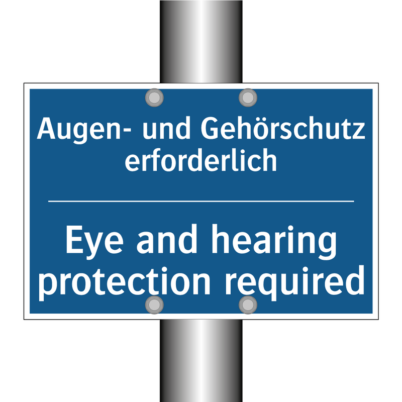 Augen- und Gehörschutz erforderlich/.../ - Eye and hearing protection required/.../