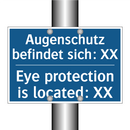 Augenschutz befindet sich: XX - Eye protection is located: XX