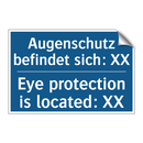 Augenschutz befindet sich: XX - Eye protection is located: XX
