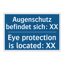 Augenschutz befindet sich: XX - Eye protection is located: XX