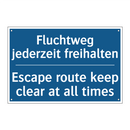 Fluchtweg jederzeit freihalten - Escape route keep clear at all /.../