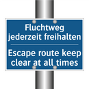 Fluchtweg jederzeit freihalten - Escape route keep clear at all /.../