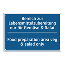 Bereich zur Lebensmittelzubereitung /.../ - Food preparation area veg & salad /.../