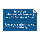 Bereich zur Lebensmittelzubereitung /.../ - Food preparation area veg & salad /.../