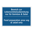 Bereich zur Lebensmittelzubereitung /.../ - Food preparation area veg & salad /.../