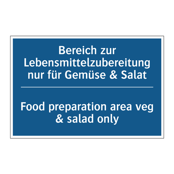 Bereich zur Lebensmittelzubereitung /.../ - Food preparation area veg & salad /.../