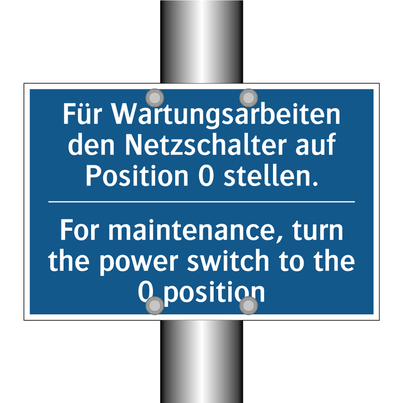 Für Wartungsarbeiten den Netzschalter /.../ - For maintenance, turn the power /.../