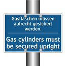 Gasflaschen müssen aufrecht gesichert /.../ - Gas cylinders must be secured /.../