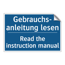 Gebrauchs- anleitung lesen - Read the instruction manual