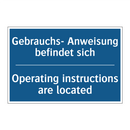 Gebrauchs- Anweisung befindet /.../ - Operating instructions are located/.../