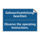 Gebrauchsanleitung. beachten - Observe the operating instructions./.../