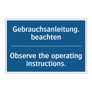 Gebrauchsanleitung. beachten - Observe the operating instructions./.../