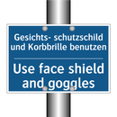 Gesichts- schutzschild und Korbbrille /.../ - Use face shield and goggles