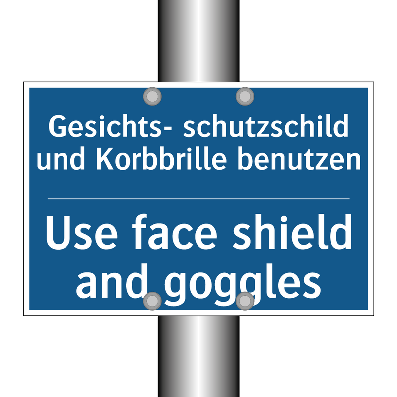 Gesichts- schutzschild und Korbbrille /.../ - Use face shield and goggles