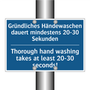 Gründliches Händewaschen dauert /.../ - Thorough hand washing takes at /.../