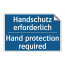 Handschutz erforderlich - Hand protection required