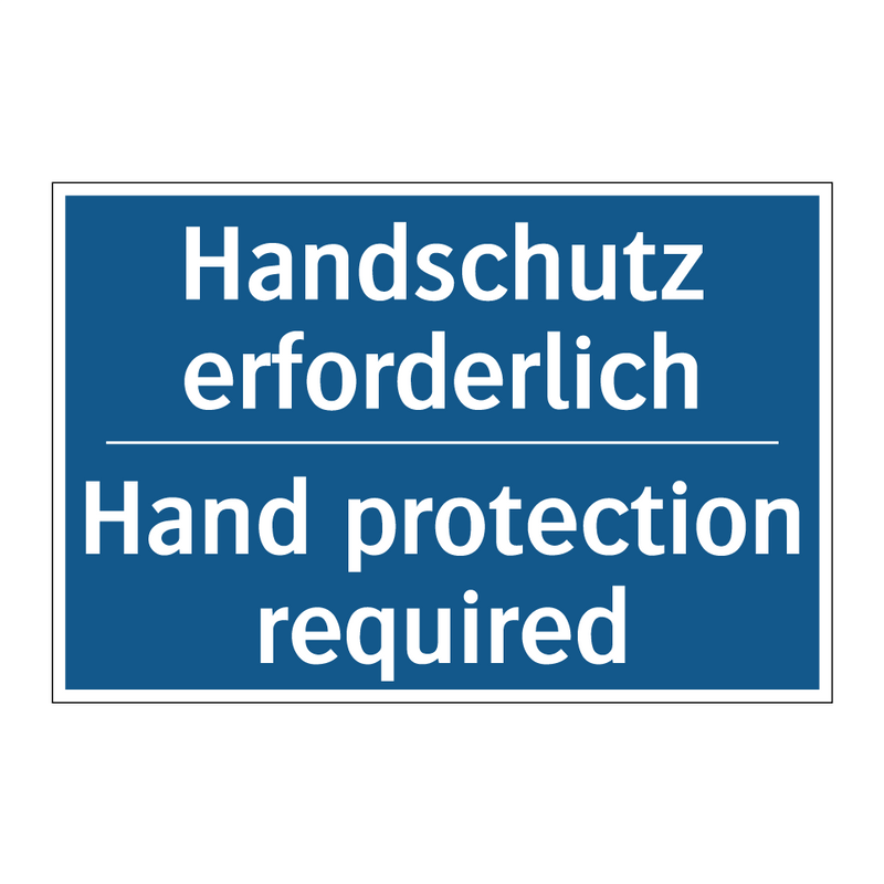 Handschutz erforderlich - Hand protection required