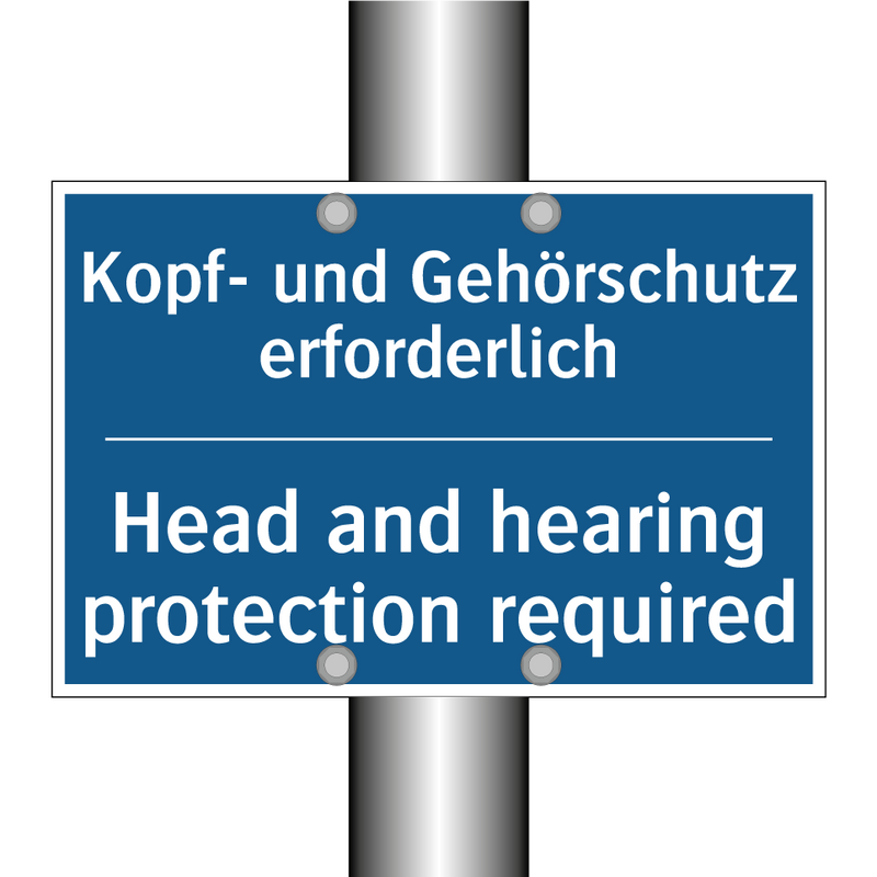 Kopf- und Gehörschutz erforderlich/.../ - Head and hearing protection required/.../