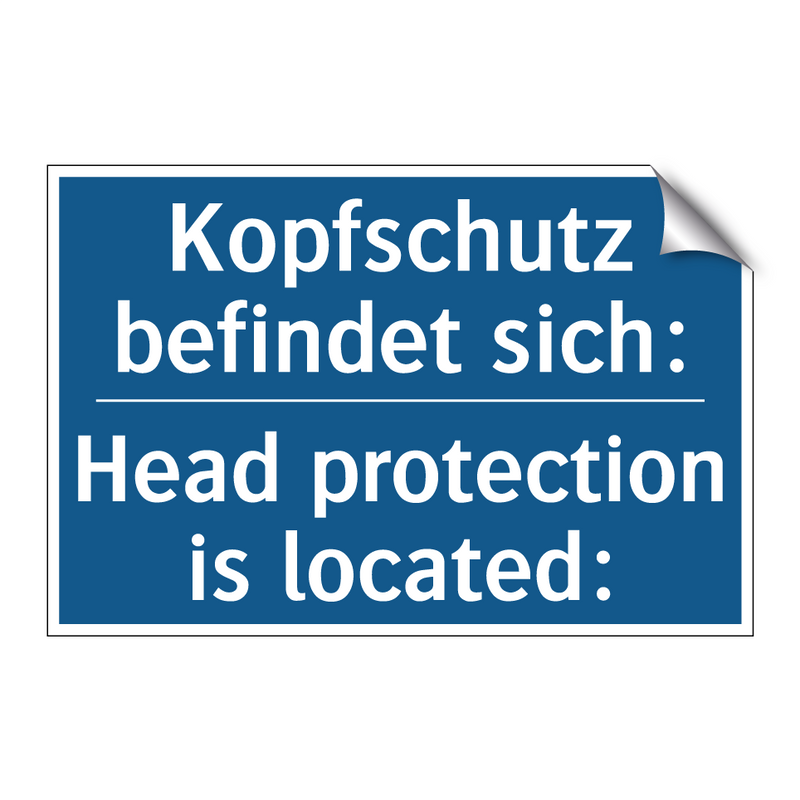 Kopfschutz befindet sich: - Head protection is located: