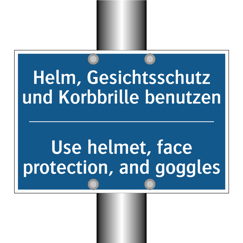 Helm, Gesichtsschutz und Korbbrille /.../ - Use helmet, face protection, and /.../