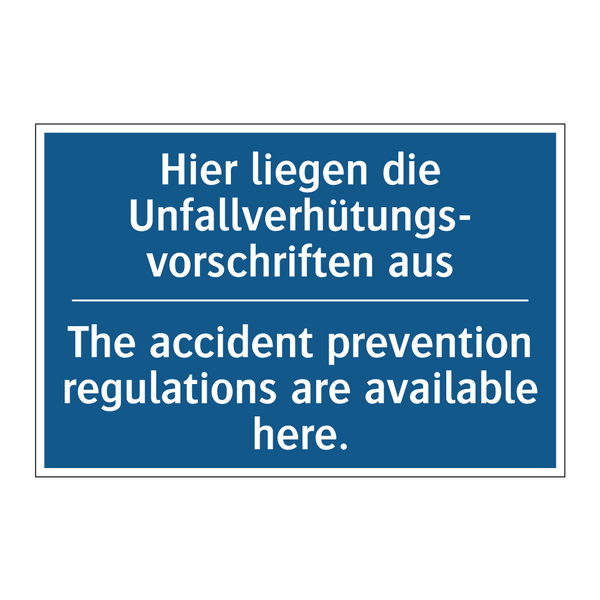 Hier liegen die Unfallverhütungs- /.../ - The accident prevention regulations /.../