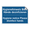 Hygienehinweis Bitte Hände desinfizieren/.../ - Hygiene notice Please disinfect /.../