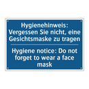 Hygienehinweis: Vergessen Sie /.../ - Hygiene notice: Do not forget /.../