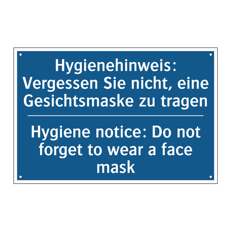 Hygienehinweis: Vergessen Sie /.../ - Hygiene notice: Do not forget /.../